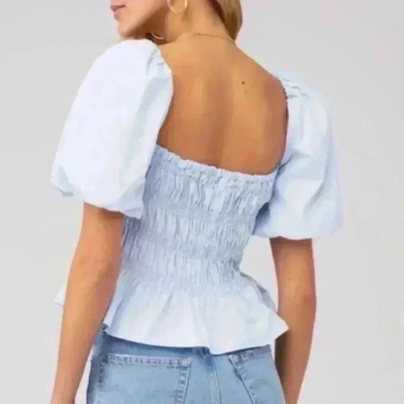 ASTR Light Blue Savina Square Neck Bubble Sleeve Blouse NWOT  Size XL - Picture 3 of 8